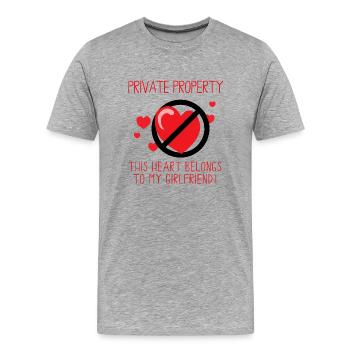 Girlfriend This Heart Belongs To My Girlfriend - Men's Premium Organic T-Shirt - heather grey - Front - Damien (186cm)