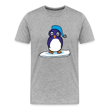 Cartoon Pinguin - Männer Premium Bio T-Shirt - Grau meliert - Vorne - Damien (186cm)