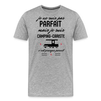 Pas parfait Camping cariste - T-shirt bio Premium Homme - gris chiné - Devant - Damien (186cm)