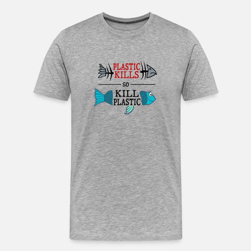 plastic kills - so kill plastic - Männer Premium Bio T-Shirt - Grau meliert