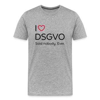 I love DSGVO (schwarz) - Männer Premium Bio T-Shirt - Grau meliert - Vorne - Damien (186cm)