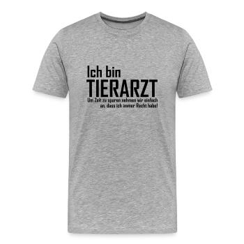 ich bin tierarzt - Männer Premium Bio T-Shirt - Grau meliert - Vorne - Damien (186cm)