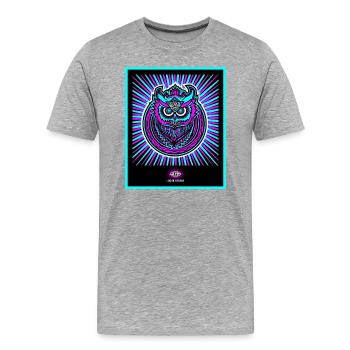 Chouette néon en bleu néon vif - T-shirt bio Premium Homme - gris chiné - Devant - Damien (186cm)