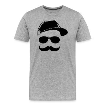 Gesicht mit Schnurrbart - Männer Premium Bio T-Shirt - Grau meliert - Vorne - Damien (186cm)