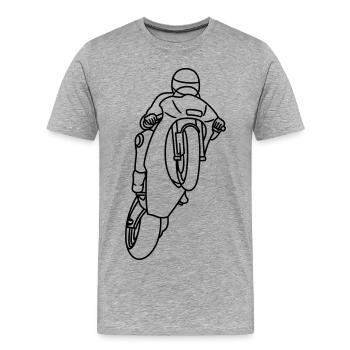 Wheelie extrem mit Rennmotorrad - dunkel - Männer Premium Bio T-Shirt - Grau meliert - Vorne - Damien (186cm)