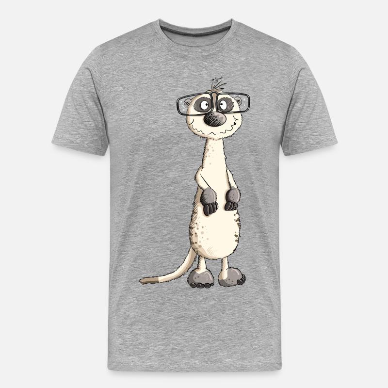 Lustiges Nerdmännchen Erdmännchen I Nerd - Männer Premium Bio T-Shirt - Grau meliert