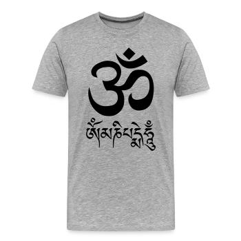 OM - Om Mani Padme Hume - Männer Premium Bio T-Shirt - Grau meliert - Vorne - Damien (186cm)
