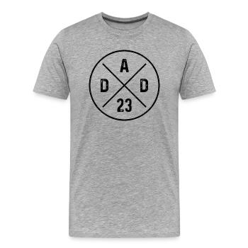 Dad 23 Vater Nachwuchs Baby Ankündigung Papa 2023 - Männer Premium Bio T-Shirt - Grau meliert - Vorne - Damien (186cm)