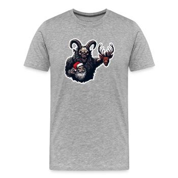 Père Noël Krampus Rudolf Renne Noël - T-shirt bio Premium Homme - gris chiné - Devant - Damien (186cm)