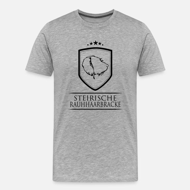STEIRISCHE RAUHHAARBRACKE WAPPEN - Männer Premium Bio T-Shirt - Grau meliert