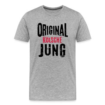 Kölsche Jung Kölner Original Geschenk Mann Köln - Männer Premium Bio T-Shirt - Grau meliert - Vorne - Damien (186cm)
