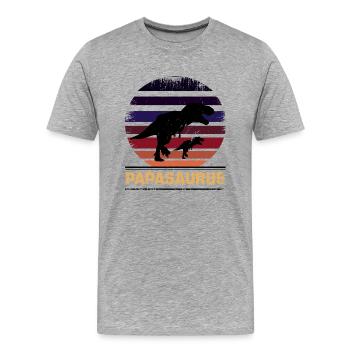Papasaurus Père Dinosaure Familles Papa - T-shirt bio Premium Homme - gris chiné - Devant - Damien (186cm)