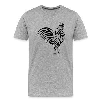 Tatouage tribal de coq - T-shirt bio Premium Homme - gris chiné - Devant - Damien (186cm)