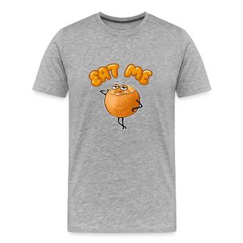 Geschälte sexy Orange: Iss mich :) - Männer Premium Bio T-Shirt - Grau meliert - Vorne - Damien (186cm)