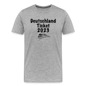 Deutschland Ticket 2023 - Männer Premium Bio T-Shirt - Grau meliert - Vorne - Damien (186cm)