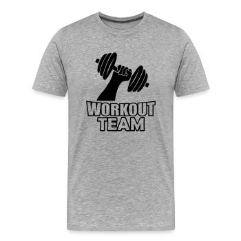 workout team - Männer Premium Bio T-Shirt - Grau meliert - Vorne - Damien (186cm)