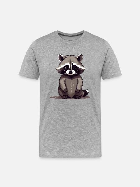 Waschbär sitzend - Männer Premium Bio T-Shirt - Grau meliert