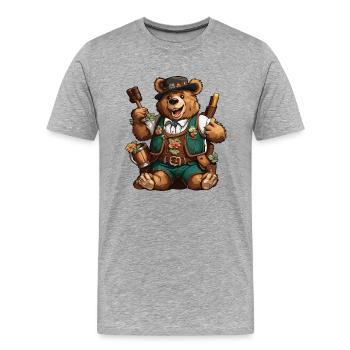 Lederhosen / Animal / Traditional costume / Tradition / Bear - Men's Premium Organic T-Shirt - heather grey - Front - Damien (186cm)
