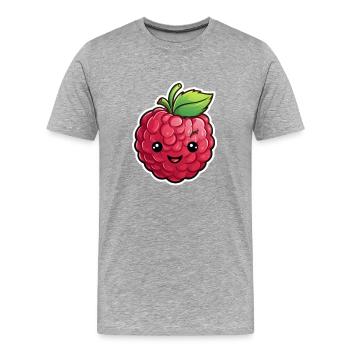 Himbeere - Männer Premium Bio T-Shirt - Grau meliert - Vorne - Damien (186cm)