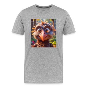 animaux africains super mignons – Vautour - T-shirt bio Premium Homme - gris chiné - Devant - Damien (186cm)