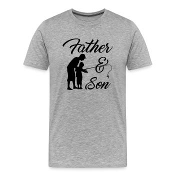 Father and Son Fishing Rod Angler Gift - Men's Premium Organic T-Shirt - heather grey - Front - Damien (186cm)