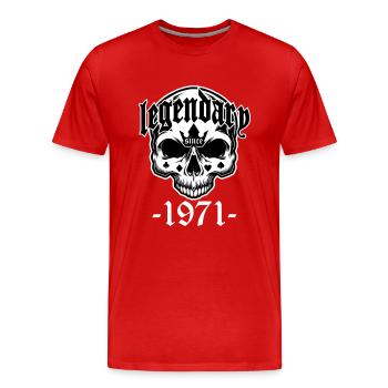 Farben änderbar | Legendär seit 1971 - Männer Premium Bio T-Shirt - Rot - Vorne - Damien (186cm)