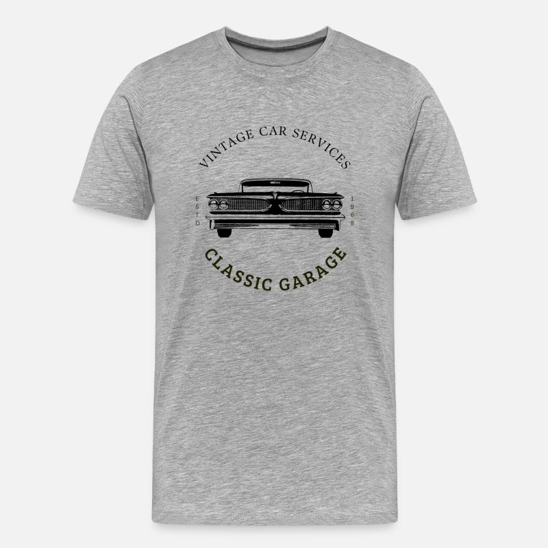 Oldtimer Auto Services Logo - Männer Premium Bio T-Shirt - Grau meliert