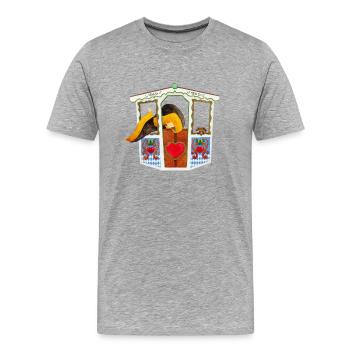 Münchner Kindl et teckel dans la grande roue - T-shirt bio Premium Homme - gris chiné - Devant - Damien (186cm)