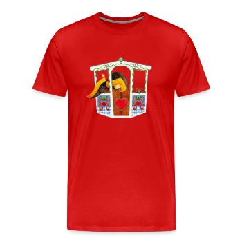 Münchner Kindl und Dackel im Riesenrad - Männer Premium Bio T-Shirt - Rot - Vorne - Damien (186cm)