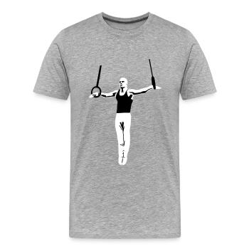 Gymnasts on Rings, Gymnastics - Men's Gymnastics - Men's Premium Organic T-Shirt - heather grey - Front - Damien (186cm)