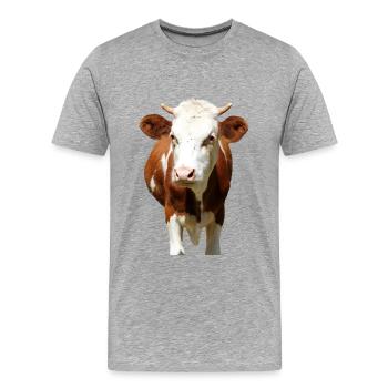 Kuh Kuhkopf - Männer Premium Bio T-Shirt - Grau meliert - Vorne - Damien (186cm)