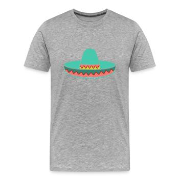 Chapeau de paille Sombrero - T-shirt bio Premium Homme - gris chiné - Devant - Damien (186cm)