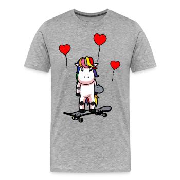Patineur Patinage Licorne Sport Fantasy Teens - T-shirt bio Premium Homme - gris chiné - Devant - Damien (186cm)