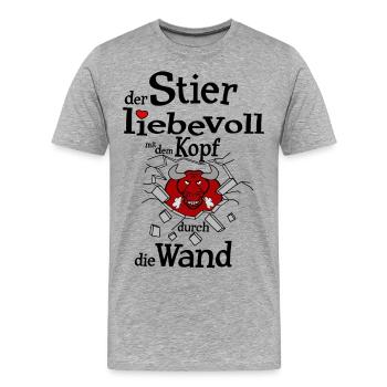 Sternzeichen Stier - Männer Premium Bio T-Shirt - Grau meliert - Vorne - Damien (186cm)