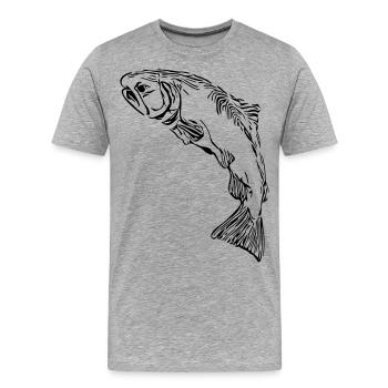 Saumons - T-shirt bio Premium Homme - gris chiné - Devant - Damien (186cm)
