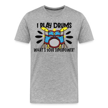 Batteur Batterie Musique Batterie Batterie - T-shirt bio Premium Homme - gris chiné - Devant - Damien (186cm)