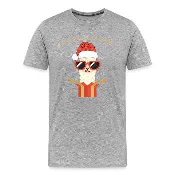 Weihnachtslama - Männer Premium Bio T-Shirt - Grau meliert - Vorne - Damien (186cm)