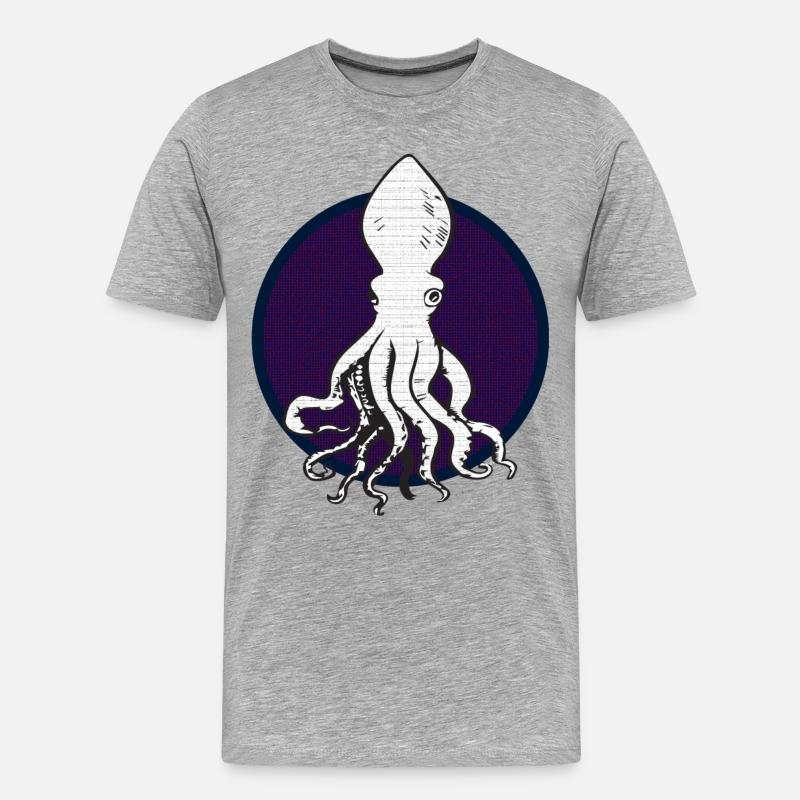 Weißer Octopus - Männer Premium Bio T-Shirt - Grau meliert