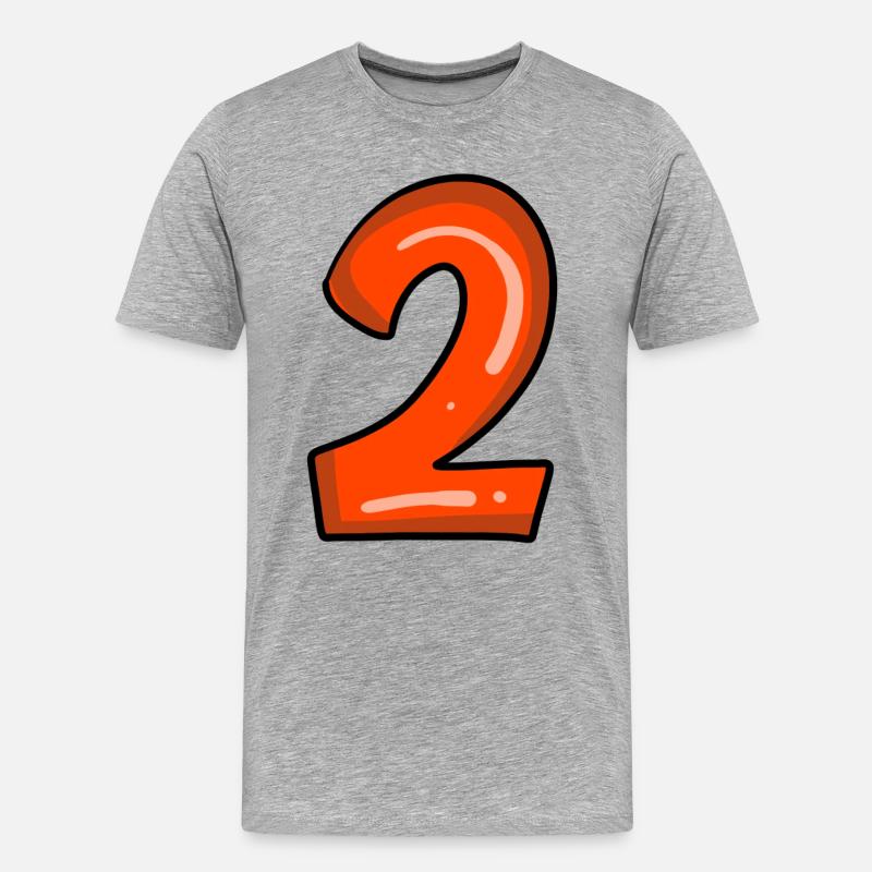 2 rot - Männer Premium Bio T-Shirt - Grau meliert