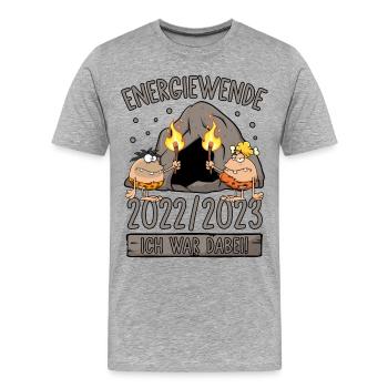 Energiewende 2022/2023 - Ich war dabei! Steinzeit - Männer Premium Bio T-Shirt - Grau meliert - Vorne - Damien (186cm)