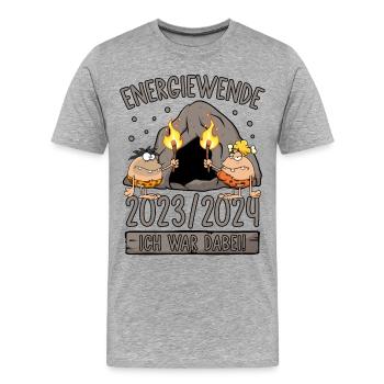 Energiewende 2023/2024 - Ich war dabei - Steinzeit - Männer Premium Bio T-Shirt - Grau meliert - Vorne - Damien (186cm)