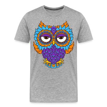 chouette colorée dans le mandala - optique - T-shirt bio Premium Homme - gris chiné - Devant - Damien (186cm)