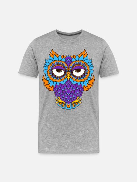 colorful owl in mandala - optics - Men's Premium Organic T-Shirt - heather grey