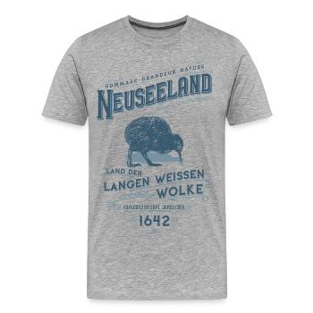 Aotearoa - Neuseeland - Männer Premium Bio T-Shirt - Grau meliert - Vorne - Damien (186cm)