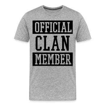 Official Clan Member - Men's Premium Organic T-Shirt - heather grey - Front - Damien (186cm)