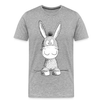 Happy Donkey I Animal Motif - Men's Premium Organic T-Shirt - heather grey - Front - Damien (186cm)