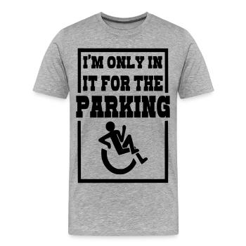 Je suis en fauteuil roulant pour les places de parking # - T-shirt bio Premium Homme - gris chiné - Devant - Damien (186cm)
