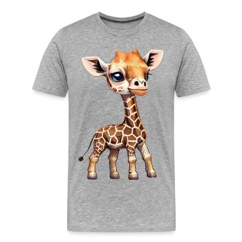 Girafe - Bébé girafe - Cool Kids Girafe - T-shirt bio Premium Homme - gris chiné - Devant - Damien (186cm)