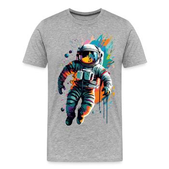 Astronaut im Weltall Weltraum - Astronaut Space - Männer Premium Bio T-Shirt - Grau meliert - Vorne - Damien (186cm)