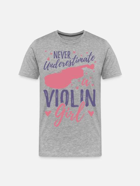 Never underestimate a violinist - Men's Premium Organic T-Shirt - heather grey